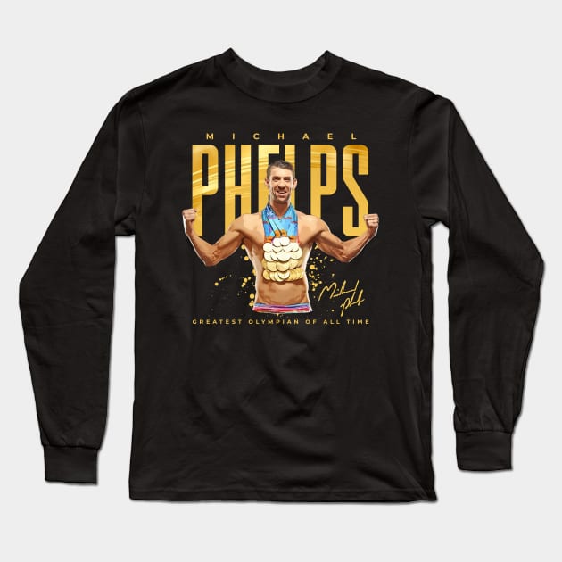 Michael Phelps Long Sleeve T-Shirt by Juantamad